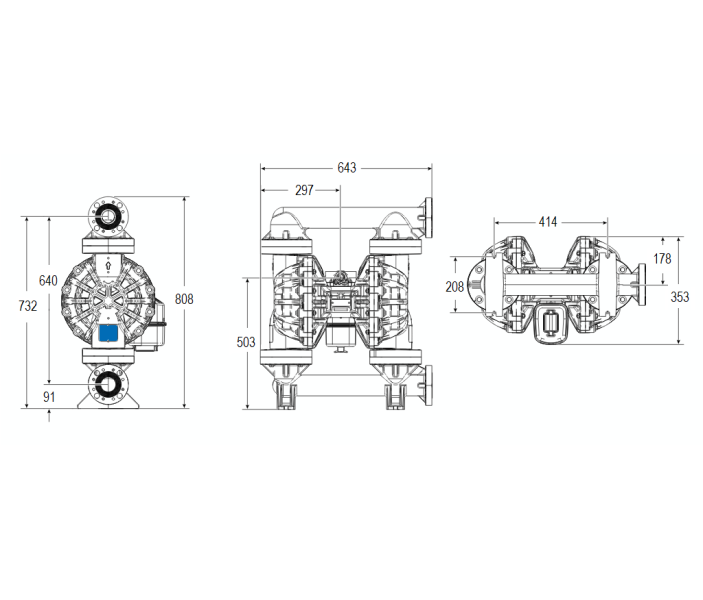 Мембранный пневматический насос Graco HUSKY 2200F-P01-A-F2-PV-PT-PT-PT
