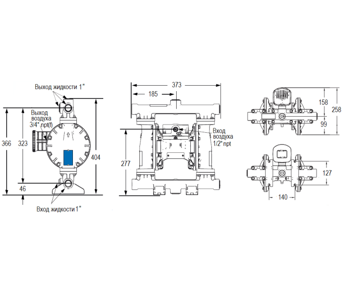 Мембранный пневматический насос Graco HUSKY 1050A-A01-A-A2-SS-SP-SP-PT