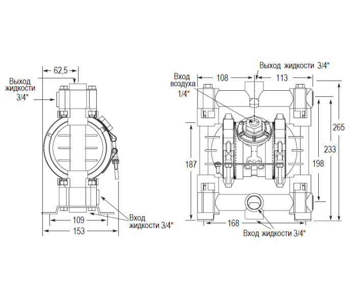 Мембранный пневматический насос Graco HUSKY 716-AL-SS-PTFE-PTFE