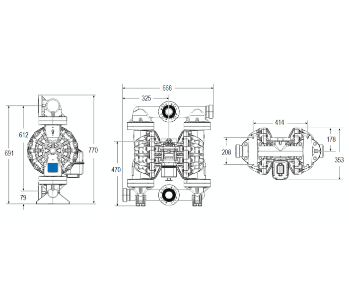 Мембранный пневматический насос Graco HUSKY 2200P-P01-A-P1-PP-SP-SP-PT