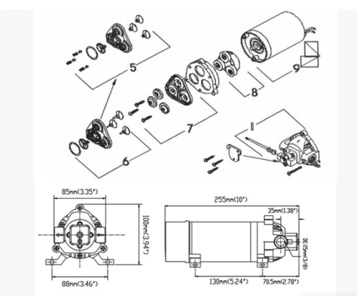 Насос Singflo DP-120B 24В высокого давления мембранный