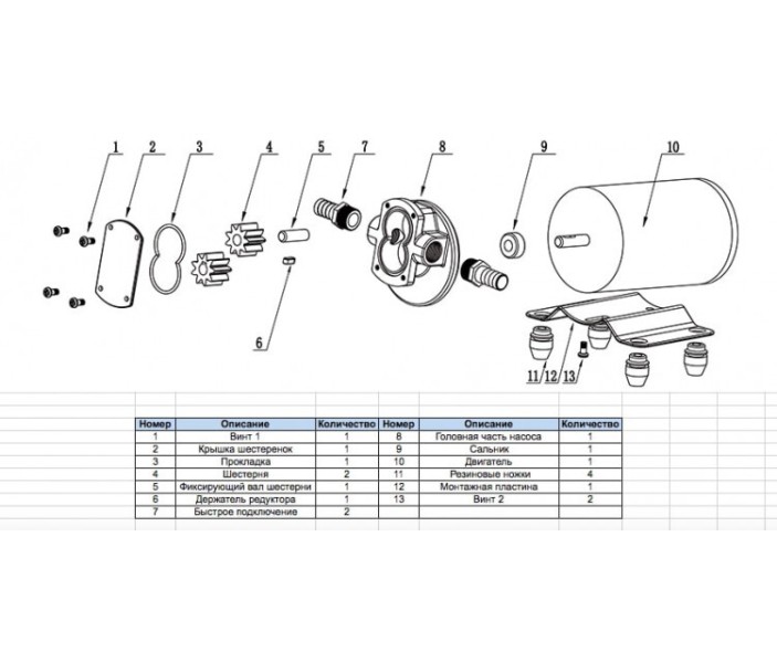 Насос Singflo FP-12 12В, 2 бар, 12 л/мин шестеренчатый