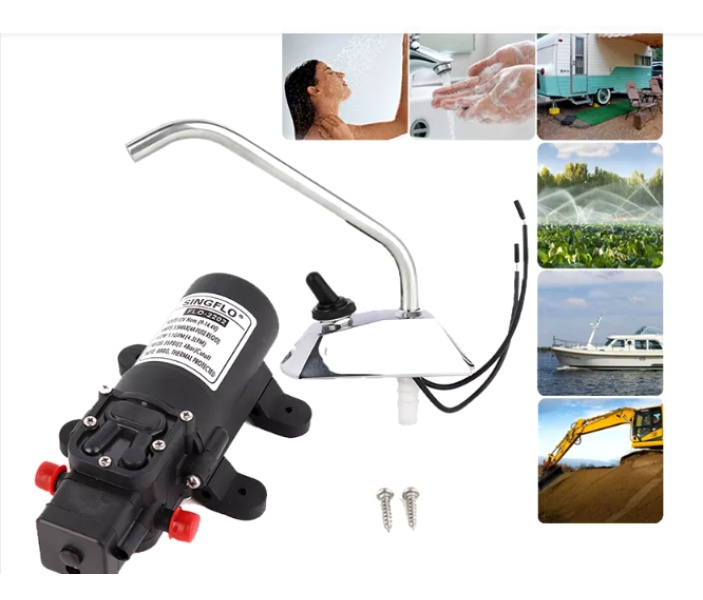 Насос Singflo FLO-2202-GPWT 12В, 2.4 бар, 4.3 л/мин мембранный с краном